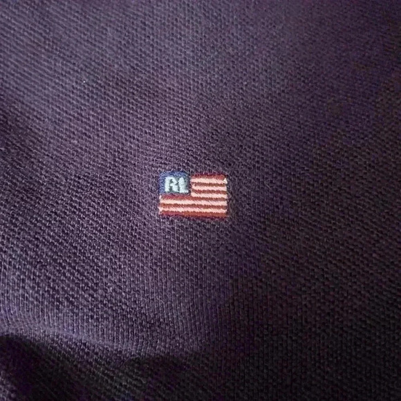 Vintage Ralph Lauren Polo Jeans Company Men’s Medium Shirt Purple Box Logo Flag - Picture 4 of 4